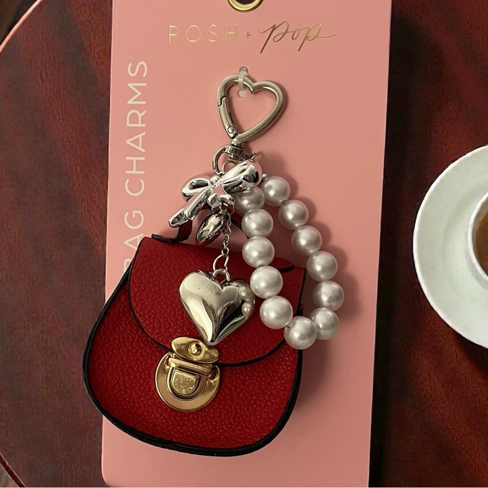 Elegant Red Key Holder with Pearl Accents